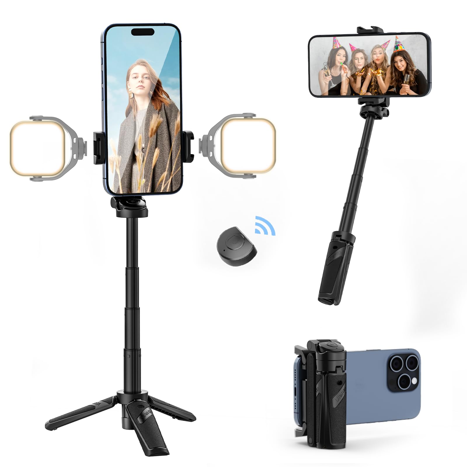 Mini Selfie Stick Ausziehbar - Bluetooth Stativ Mit Fernbedienung - Tragbar Für Smartphone - Weiß