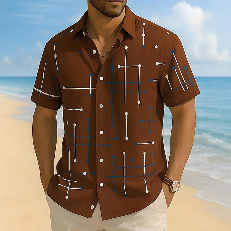đ đMenâs Geometric Print RelaxedâFit ButtonâDown Shirt