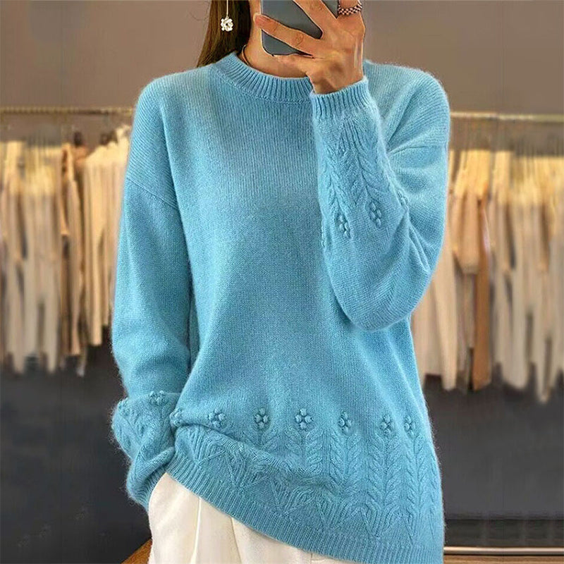 Women's Crew Neck Cable Knit Sweater