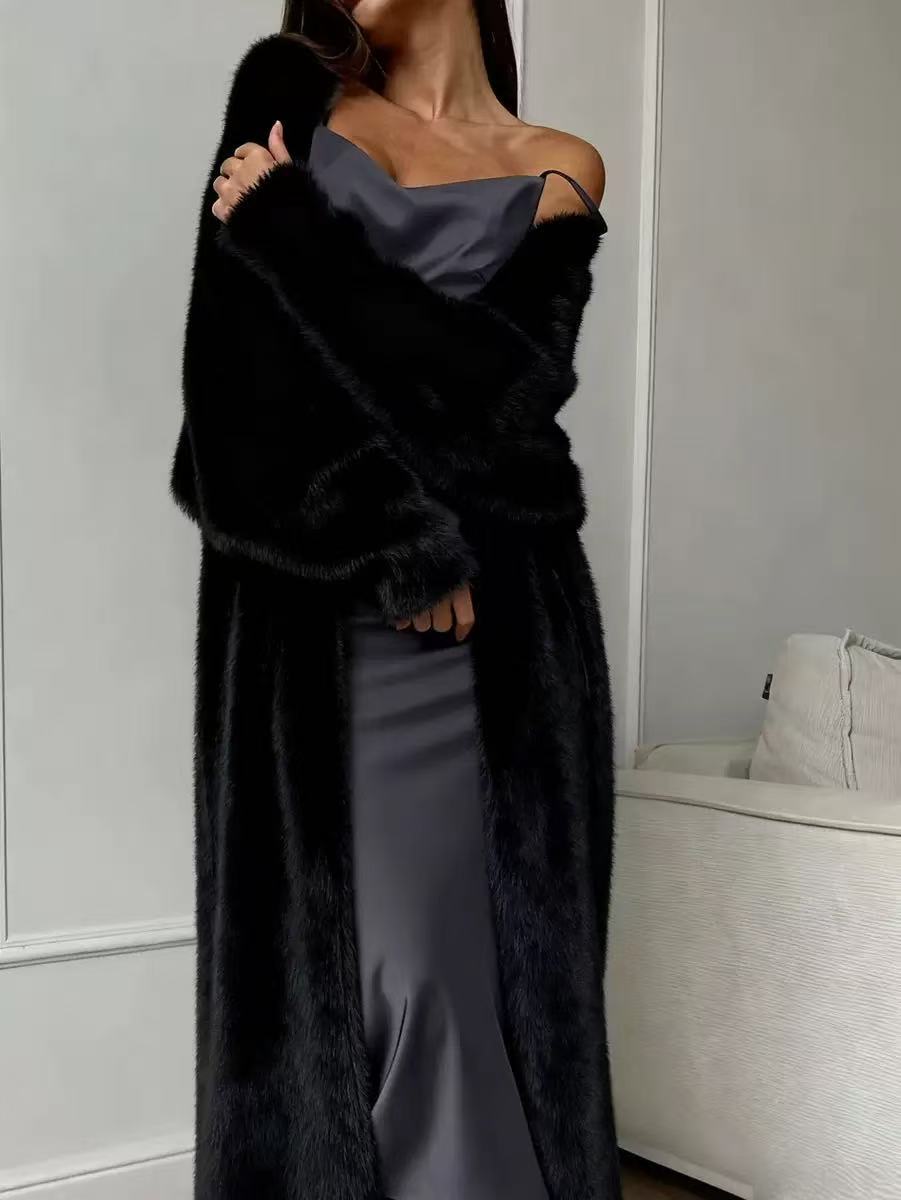 ⏰ Seasonal changeover sale: 50% off – quality at half the price! ✨Women's Faux Mink Fleece Long Cardigan Sweater Fluffy Oversized Knit Coat for Autumn and Winter