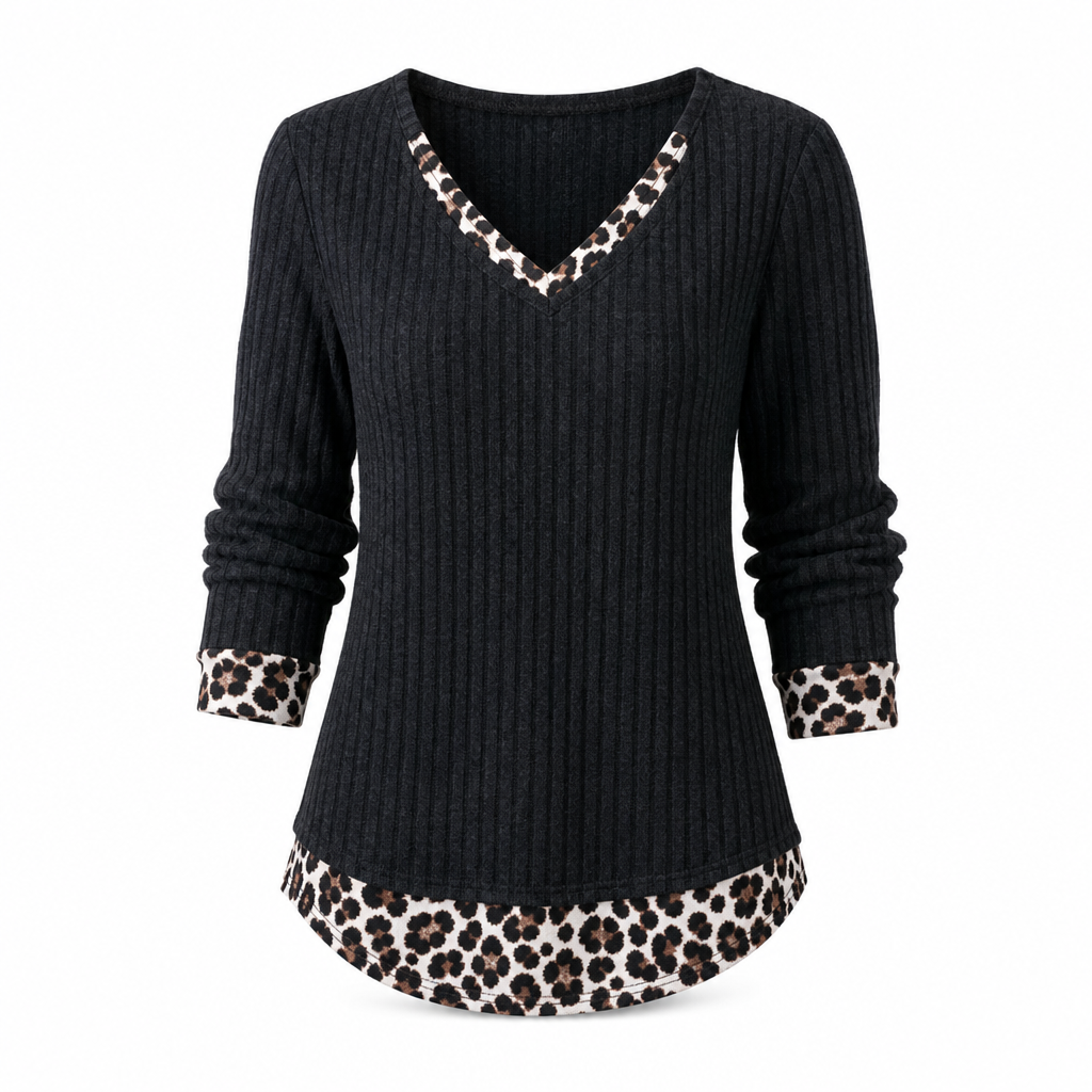 ๐ Faux Two Piece Layered Knit Sweater Casual Pullover Top