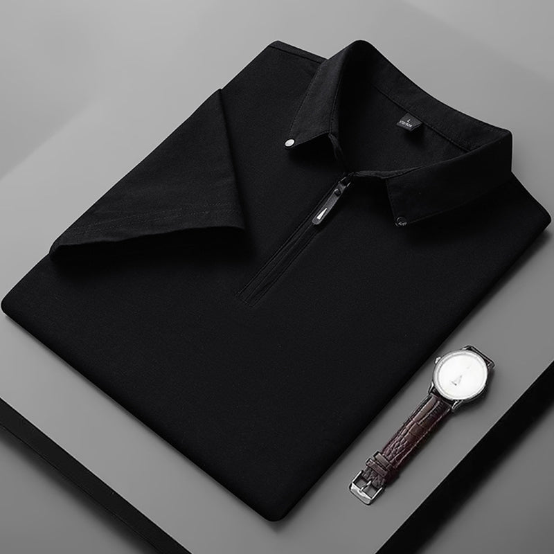 Kurzärmeliges Hemd mit Reißverschluss und Revers für Herren bellatly