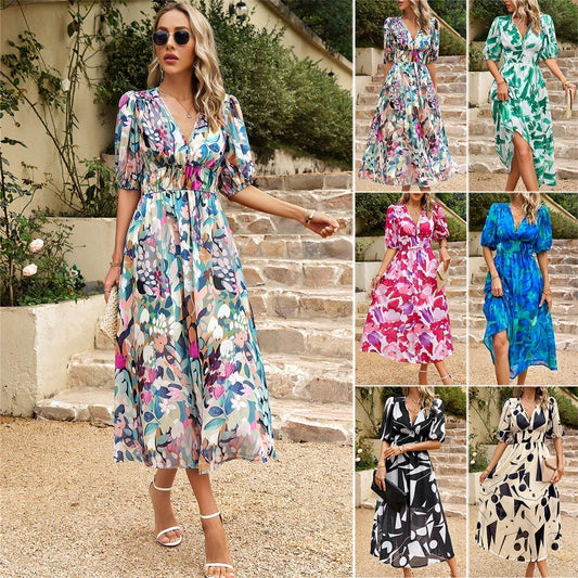 💃Hot-Sale 49% Rabatt - Moderne Mode Taille V-Ausschnitt Gemütliches Kleid