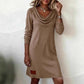 👗Women's Long Sleeve Cowl-Neck Knit Dress-Soft Fabric & Flattering Silhouette✅ | Cozy Elegance & Versatile Winter Style✨