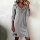 👗Women's Long Sleeve Cowl-Neck Knit Dress-Soft Fabric & Flattering Silhouette✅ | Cozy Elegance & Versatile Winter Style✨