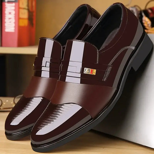 🔥Neuer Stil🔥Formelle Herrenschuhe aus Leder mit spitzer Zehe, bequem und rutschfest