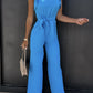 Ärmelloser Jumpsuit mit hoher Taille und Gürtel