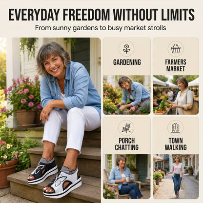 👡50% OFF!🌴Women Fly-Knit Peep-Toe Platform Wedge Sandals, Breathable Arch Support Cushioned Slip-On Summer Beach Holiday Shoes