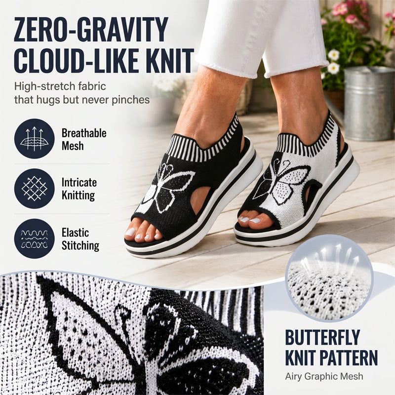 👡50% OFF!🌴Women Fly-Knit Peep-Toe Platform Wedge Sandals, Breathable Arch Support Cushioned Slip-On Summer Beach Holiday Shoes