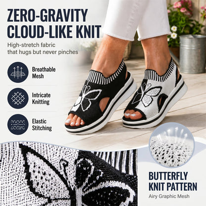 👡50% OFF!🌴Women Fly-Knit Peep-Toe Platform Wedge Sandals, Breathable Arch Support Cushioned Slip-On Summer Beach Holiday Shoes