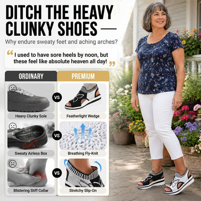 👡50% OFF!🌴Women Fly-Knit Peep-Toe Platform Wedge Sandals, Breathable Arch Support Cushioned Slip-On Summer Beach Holiday Shoes