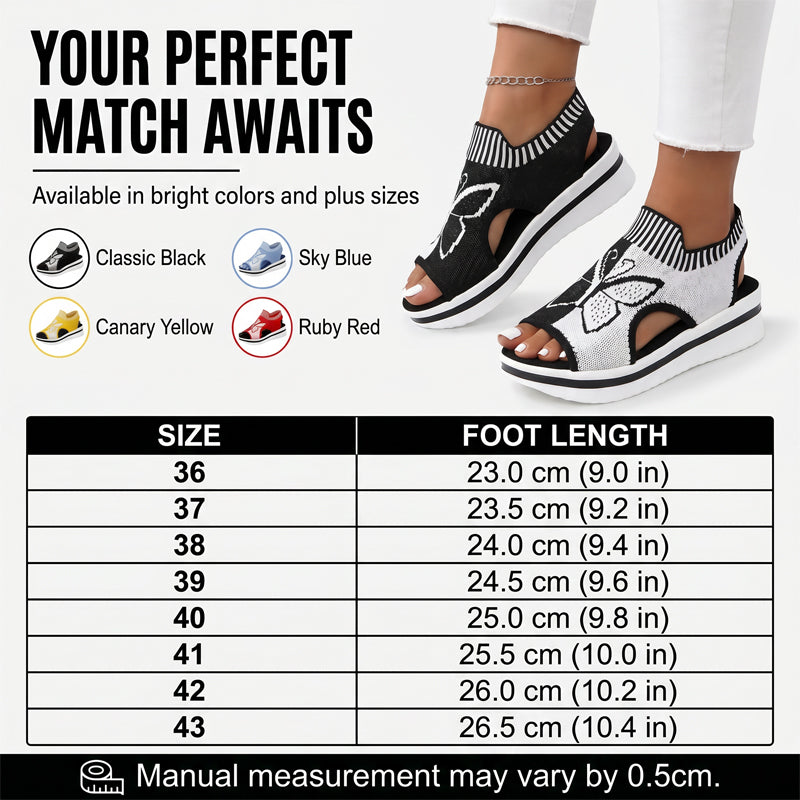 👡50% OFF!🌴Women Fly-Knit Peep-Toe Platform Wedge Sandals, Breathable Arch Support Cushioned Slip-On Summer Beach Holiday Shoes