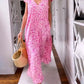 🌸✨V-Ausschnitt Bedrucktes Kurzarm-Maxikleid