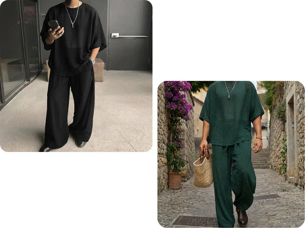 🎁 LIMITED-TIME 50% OFF! 👔 Men's T-Shirt & Wide-Leg Pants 2-Piece Set – Trendy, Comfortable & Ready-to-Wear 💥