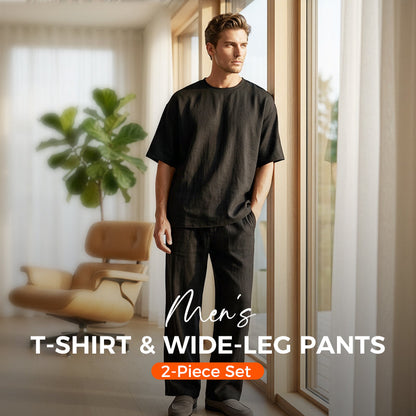 🎁 LIMITED-TIME 50% OFF! 👔 Men's T-Shirt & Wide-Leg Pants 2-Piece Set – Trendy, Comfortable & Ready-to-Wear 💥