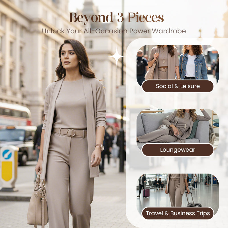 🥳2026 HOT SALE🥳💞50K+ SOLD!🍂💞 Embrace Autumn in Cozy, Polished Style. Elegant Cardigan, Top & Pants Set. 🍁👚