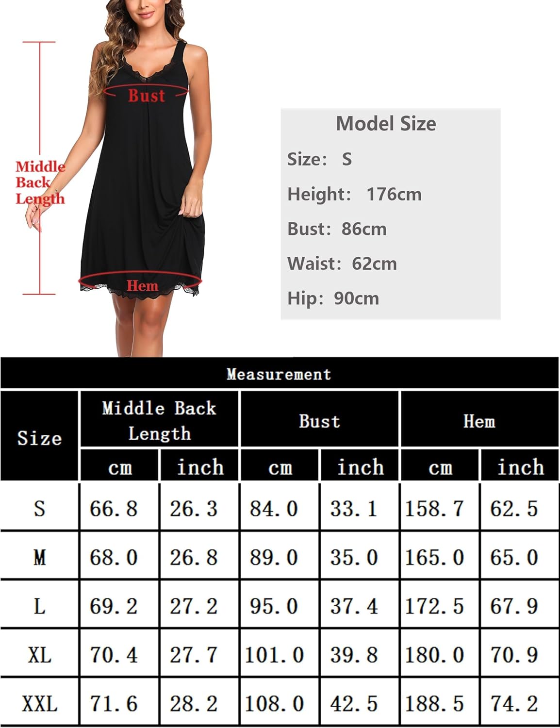 👗🌸 Elegant Lace Nightgown – V-neck, hollow lace trim, breathable cotton.