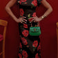 Cheongsam-Stil Rosafarbene Blumenmuster Tiered Flare-Ärmel Stretch-Maxikleid
