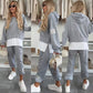 ✨🩷Lässiger Sweatshirt-Anzug mit Kapuze und Patchwork für Damen