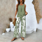 Modische Zweiteilige Damen-Outfits mit bedrucktem ärmellosen Oberteil & Hose