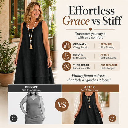 Bestseller💕 Double Layer Sleeveless Dress – Effortless Elegance & Modern Layered Look for Everyday