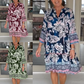 Damen Freizeitkleid mit V-Ausschnitt und Blumenmuster