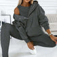 2025 Damen-Sport-Freizeit-Sweatshirt mit Kapuze + schmaler Weste + Hose, 3er-Set