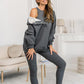 2025 Damen-Sport-Freizeit-Sweatshirt mit Kapuze + schmaler Weste + Hose, 3er-Set