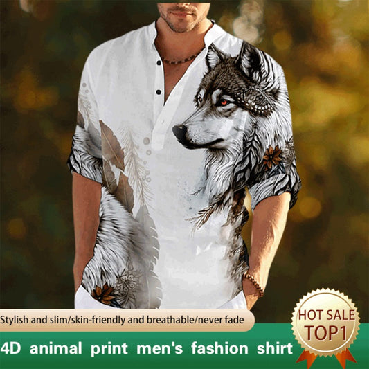 Herrenmode-Hemd mit 4D-Animal-Print