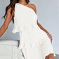 👗Damen One Shoulder Ruffle Tiered Layered Flowy A Line Kleid