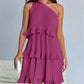 👗Damen One Shoulder Ruffle Tiered Layered Flowy A Line Kleid