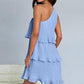 👗Damen One Shoulder Ruffle Tiered Layered Flowy A Line Kleid