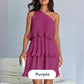 👗Damen One Shoulder Ruffle Tiered Layered Flowy A Line Kleid