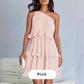👗Damen One Shoulder Ruffle Tiered Layered Flowy A Line Kleid