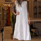 👗48% Rabatt🌸Ärmelloses, gestuftes langes Damenkleid mit V-Ausschnitt und Knöpfen