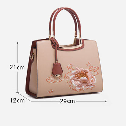 Elegante Handtasche mit Pfingstrosenstickerei für Frauen