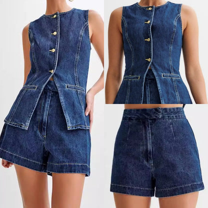 💕Zweiteiliges lässiges Denim-Oberteil für Damen