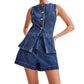 💕Zweiteiliges lässiges Denim-Oberteil für Damen