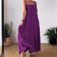 Solide Farbe plissiert atmungsaktiv Spaghetti-Träger-Kleid