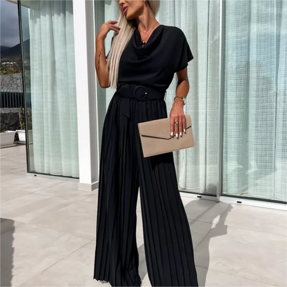 🔥47% Rabatt🔥Unifarbener Jumpsuit mit hoher Taille und gefaltetem Bein