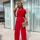 🔥47% Rabatt🔥Unifarbener Jumpsuit mit hoher Taille und gefaltetem Bein