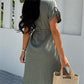 💥50 % RABATT👗Einfarbiges Kleid mit Revers und Knopfleiste an der Taille