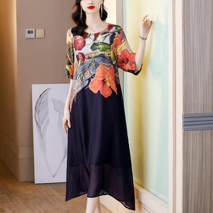 💃2025 Neuankömmling Vorverkauf💕Elegantes, fließendes Damenkleid mit Blumenmuster in Übergröße