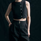🐚Einfach und bequem🌟Elegantes 2-teiliges Damen-Outfit, ärmelloses Oberteil und Hose mit hoher Taille