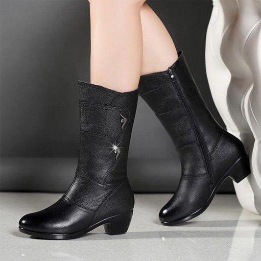 Trendy Casual PU Leder Schwarze Stiefel für Damen