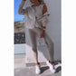 💕Strickjacke mit Kapuze, Weste, Leggings, 3-Satz
