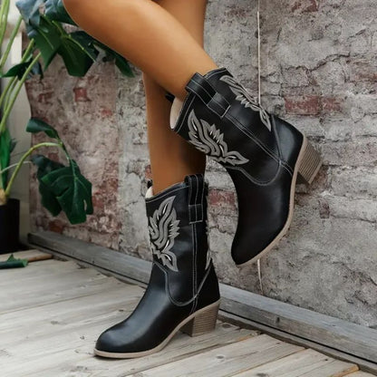 Bequeme Vintage-Stiefel mit klobigem Absatz für Damen - 📦Kostenloser Versand