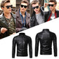 Biker-Lederjacke mit Stehkragen für Herren