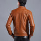 Biker-Lederjacke mit Stehkragen für Herren