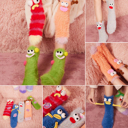 🎄Weihnachtsgeschenk🎁Grappy Cartoon schrullig Plüsch warme Socken